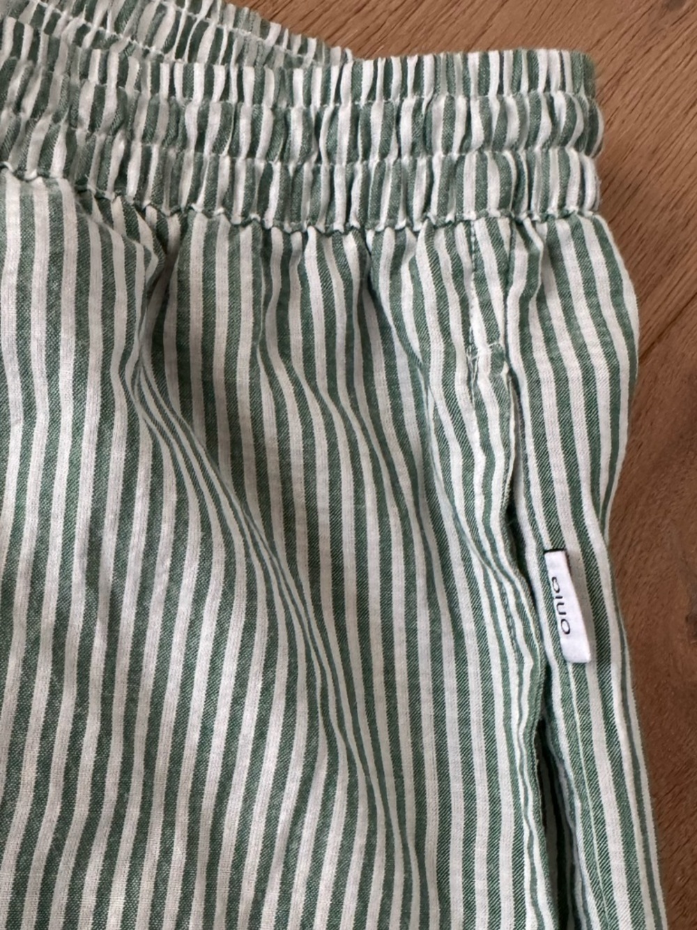 Onia Wide Leg Drawstring Pant Green White Stripe Size Large - Picture 3 of 7